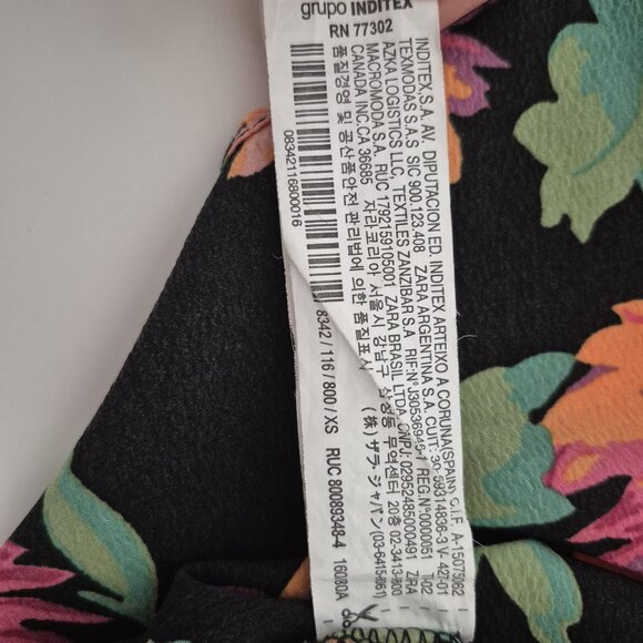 ZARA TRF Floral Mini Dress | Black with Pink & Orange Flowers | Size XS - Picture 8 of 13